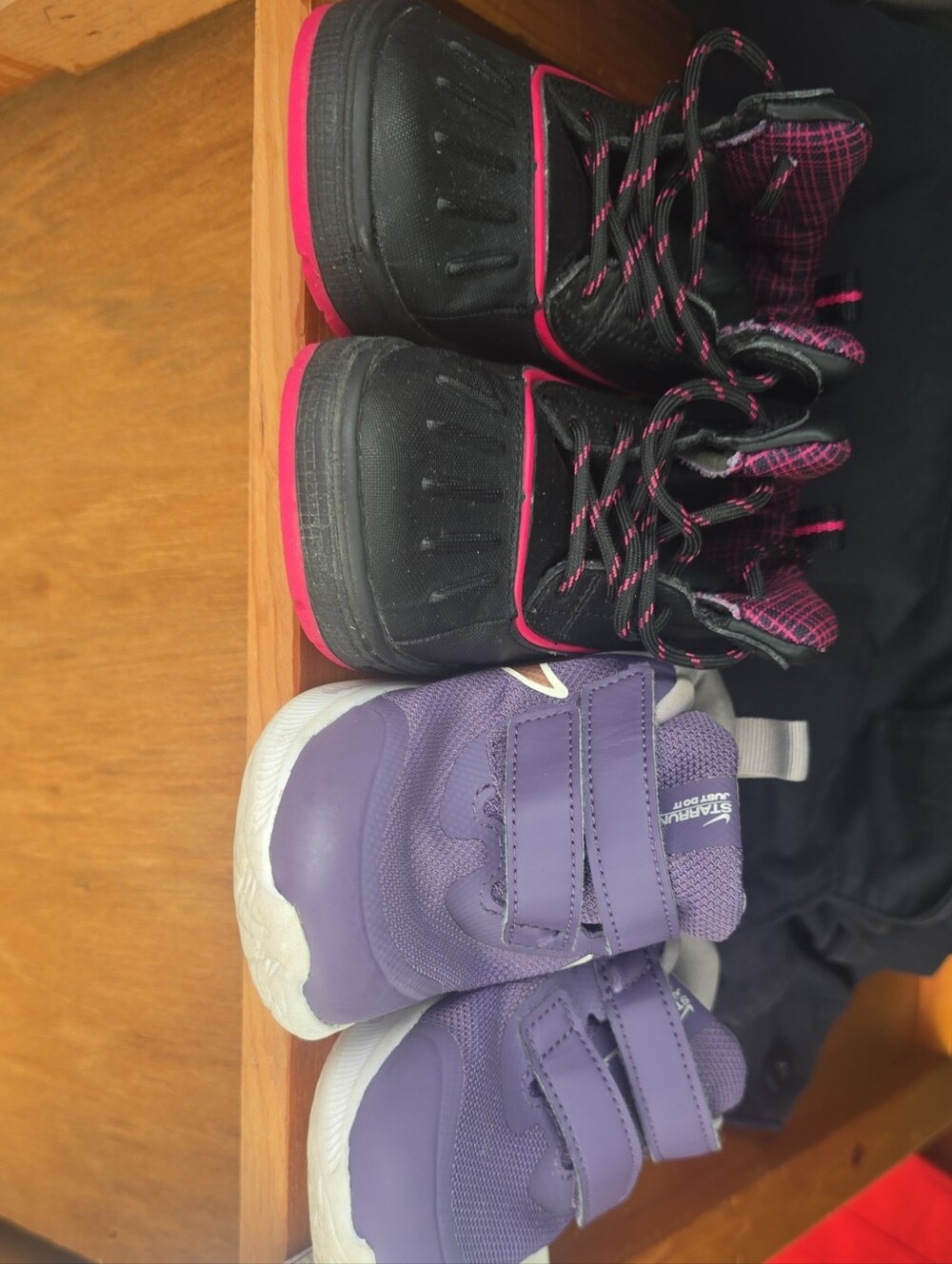 Nike Kids Purple Sneakers and Black with Pink Accents
